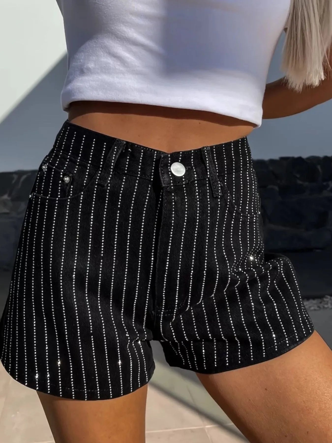 Hazel Blues® | High Waist Wash Denim Shorts