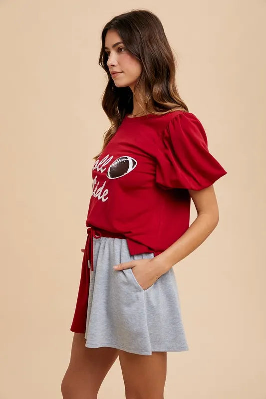 Hazel Blues® | Annie Wear Color Block French Terry Flare Shorts