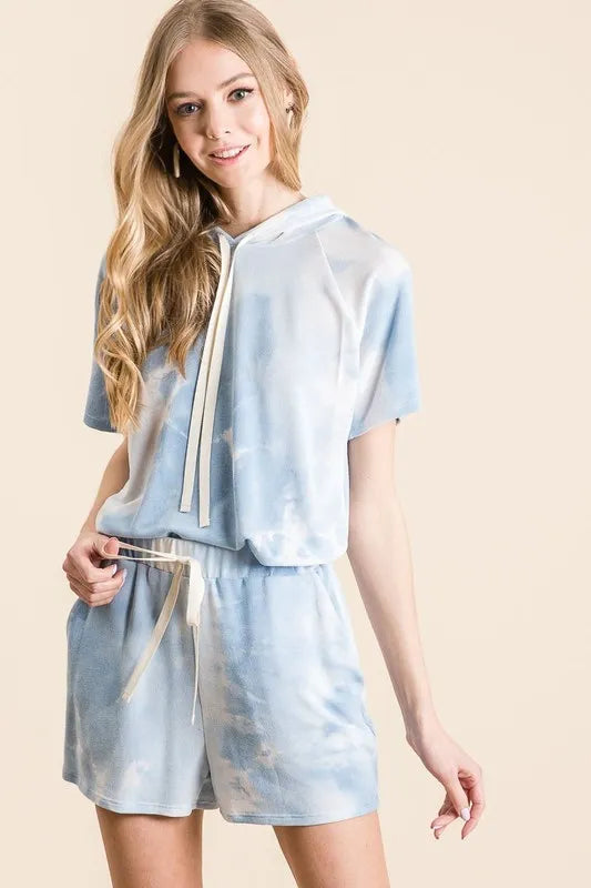 Hazel Blues® | BiBi Tie Dye French Terry Hoodie Top and Bottom Set