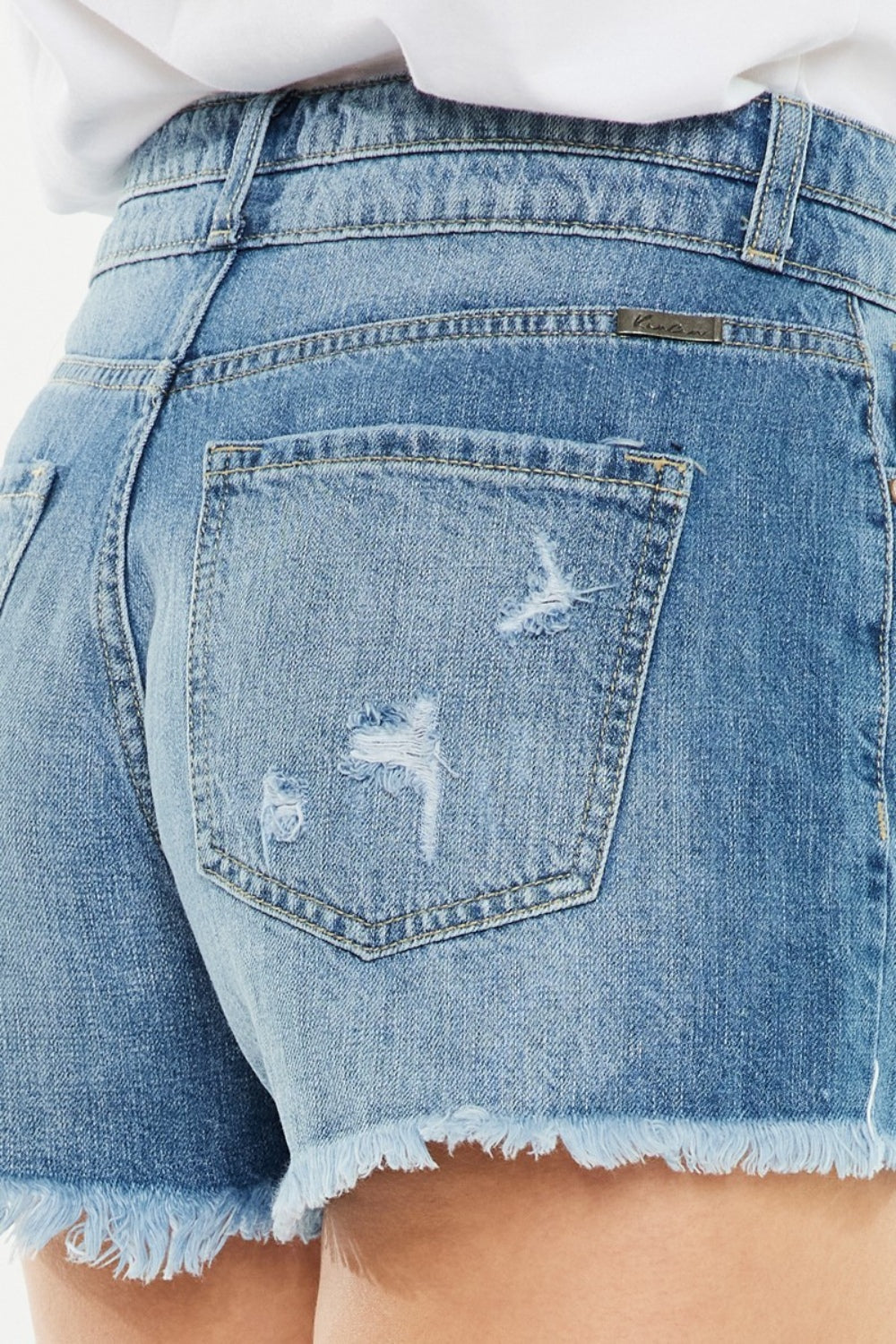 Hazel Blues® | Kancan High Rise Raw Hem Denim Shorts