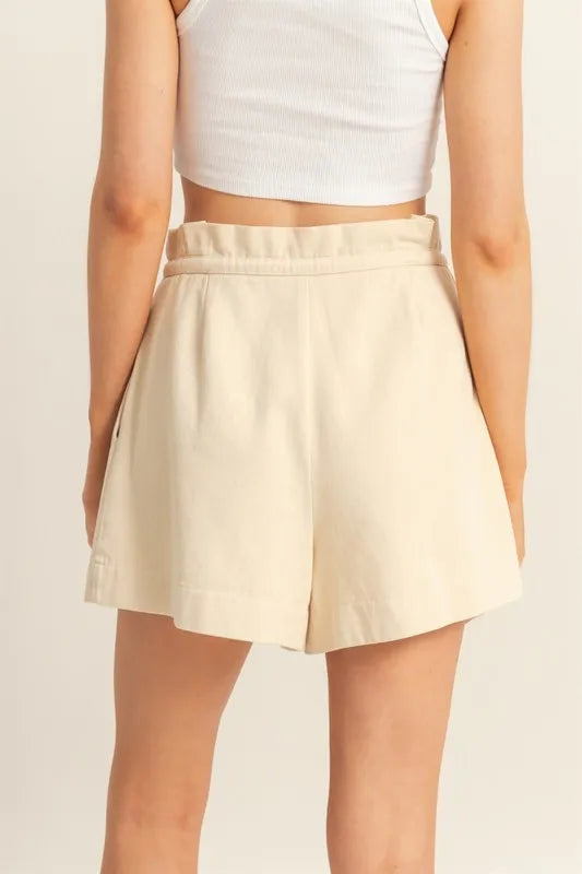 Hazel Blues® | HYFVE High-Waisted Washed Twill Paperbag Shorts