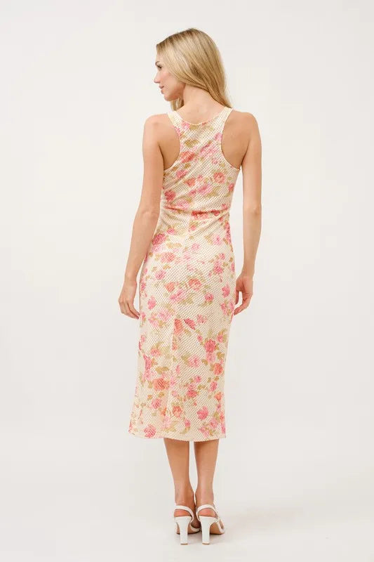 Hazel Blues® | And The Why Floral Fishnet Bodycon Midi Dress