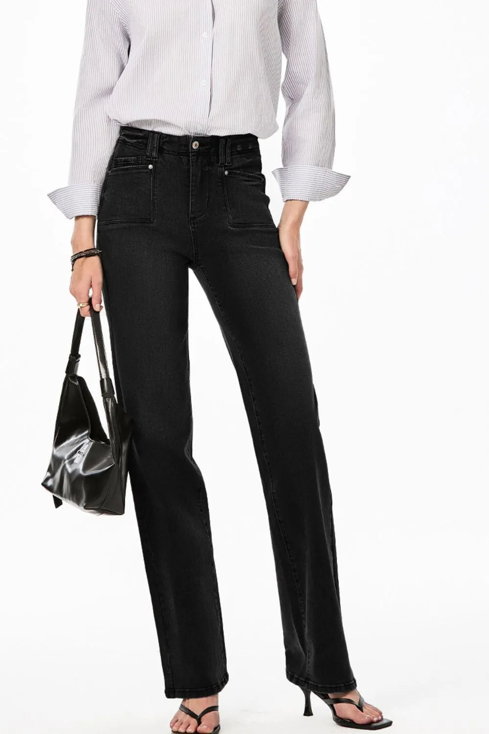 Hazel Blues® | High-Waisted Wide-Leg Vintage Wash Jeans