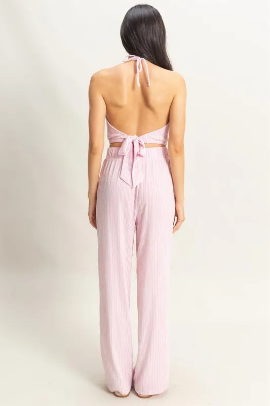 Hazel Blues® | HYFVE Striped Halter Neck Top and Pants Set