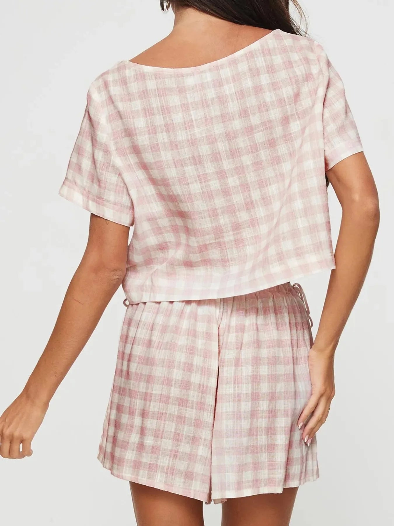 Hazel Blues® | Gingham Check Top and Shorts Two-Piece Casual Set