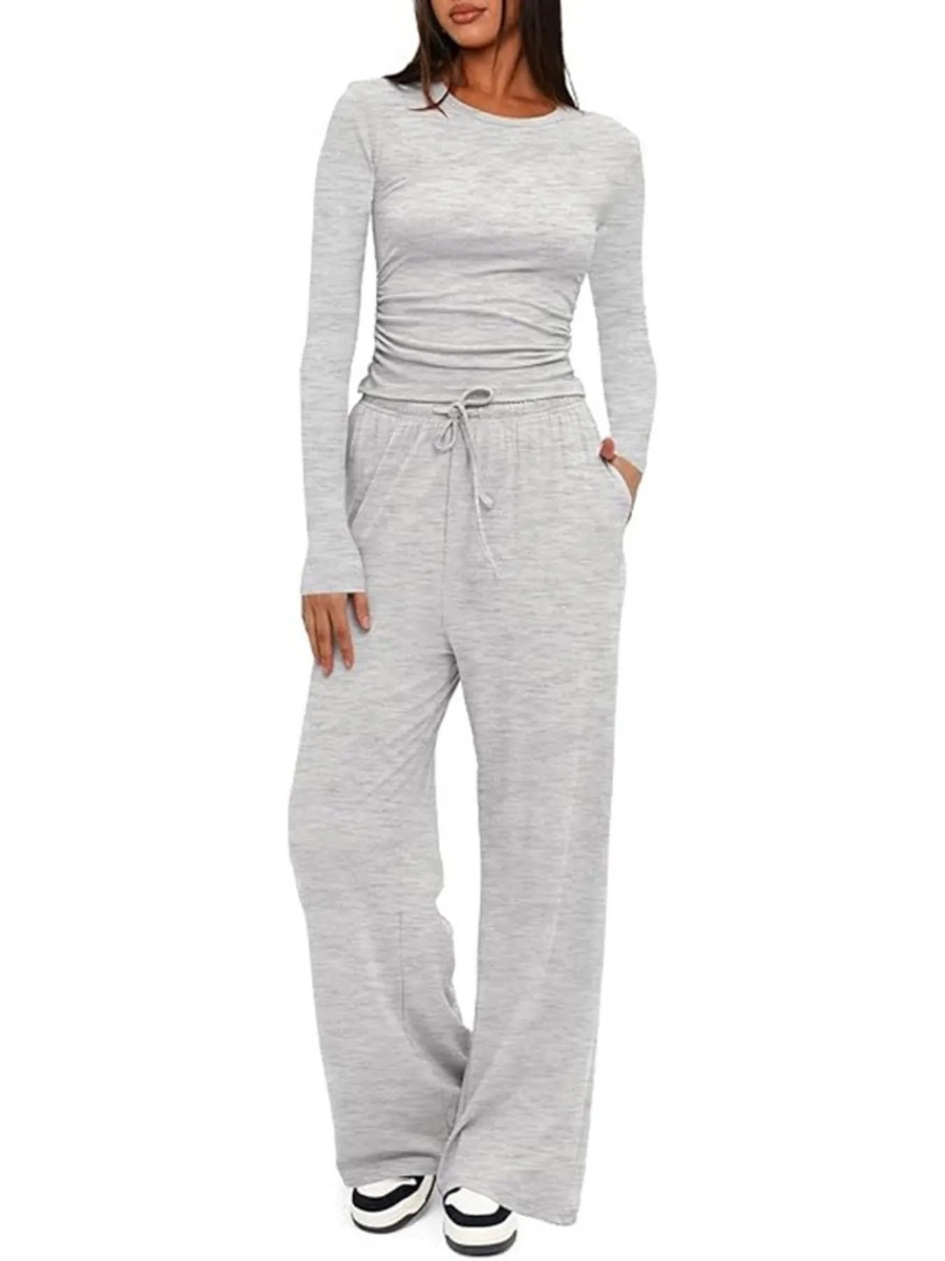 Hazel Blues® | Round Neck Long Sleeve Top and Pants Set