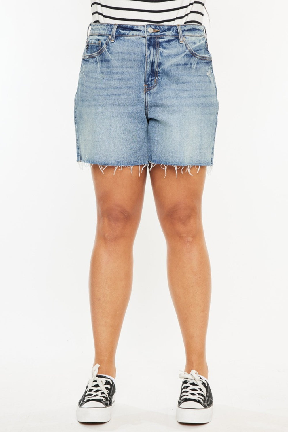 Hazel Blues® | Kancan Raw Hem High Waist Denim Shorts