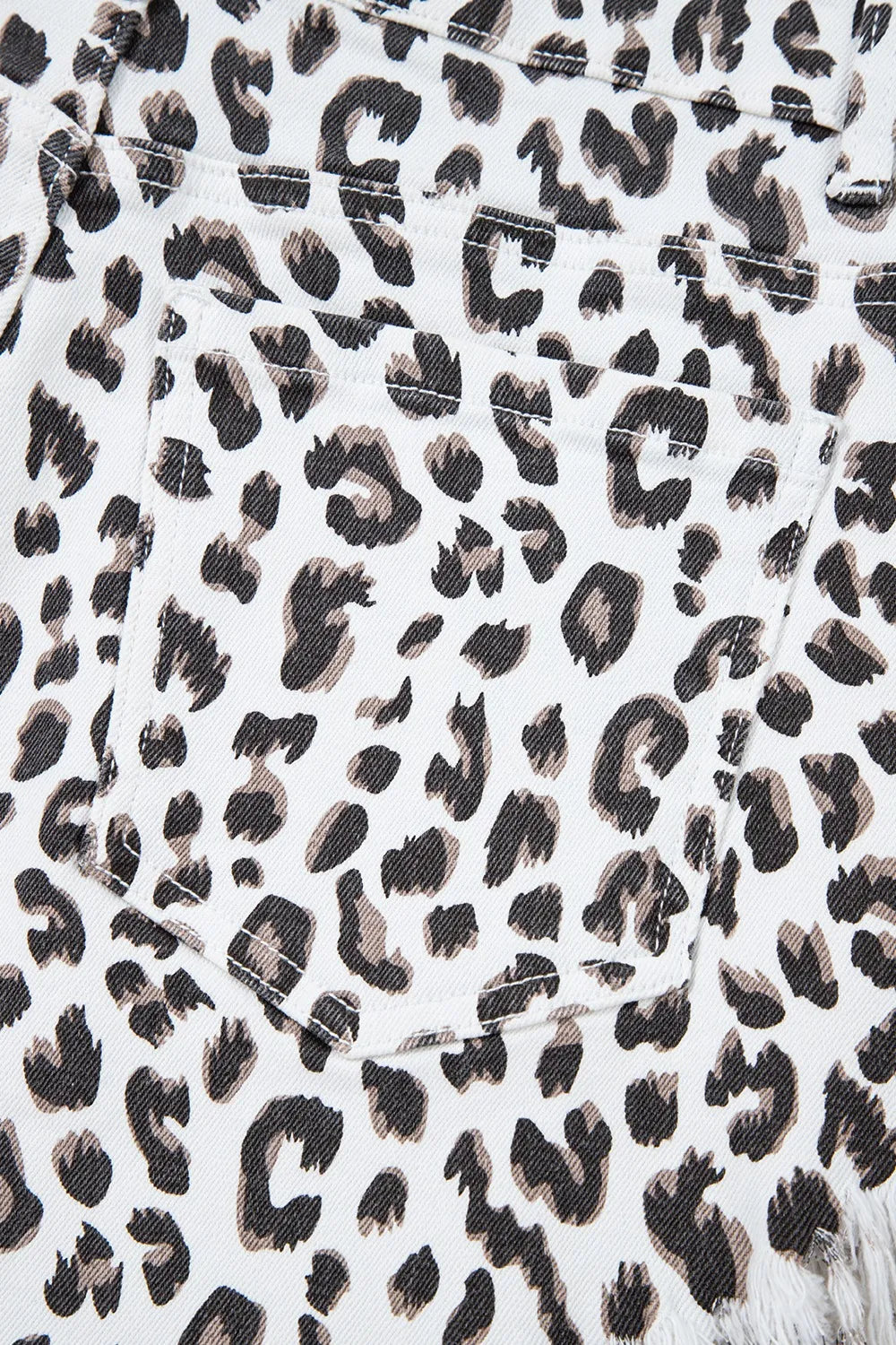 Hazel Blues® | Leopard Frayed Hem Denim Shorts