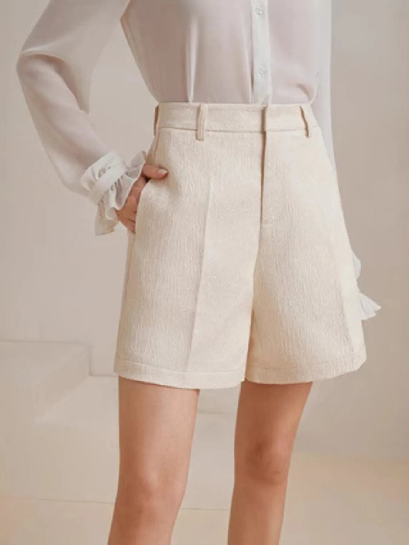 Hazel Blues® | High-Waist Textured Shorts