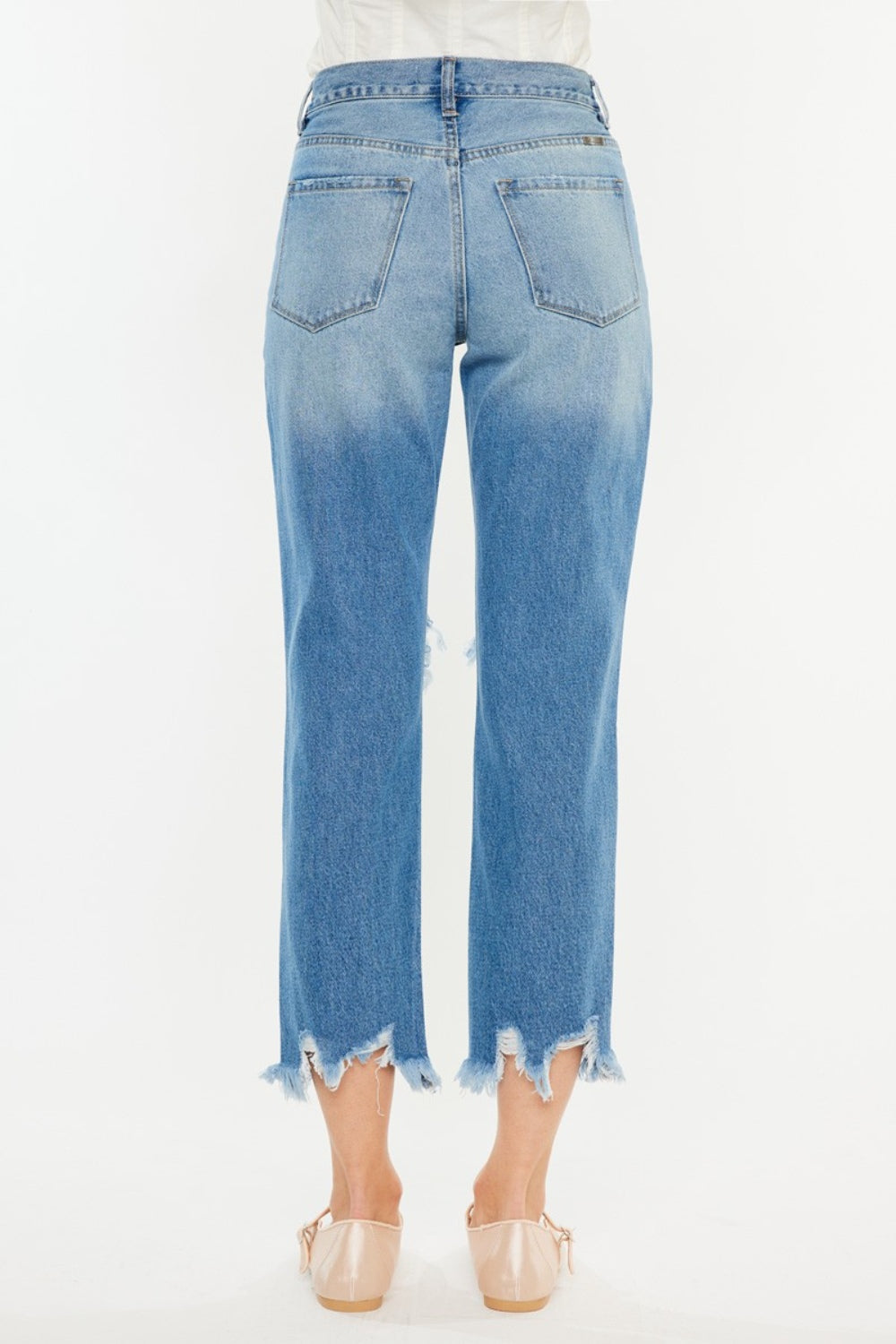 Hazel Blues® | Kancan Distressed Frayed Hem Cropped Jeans