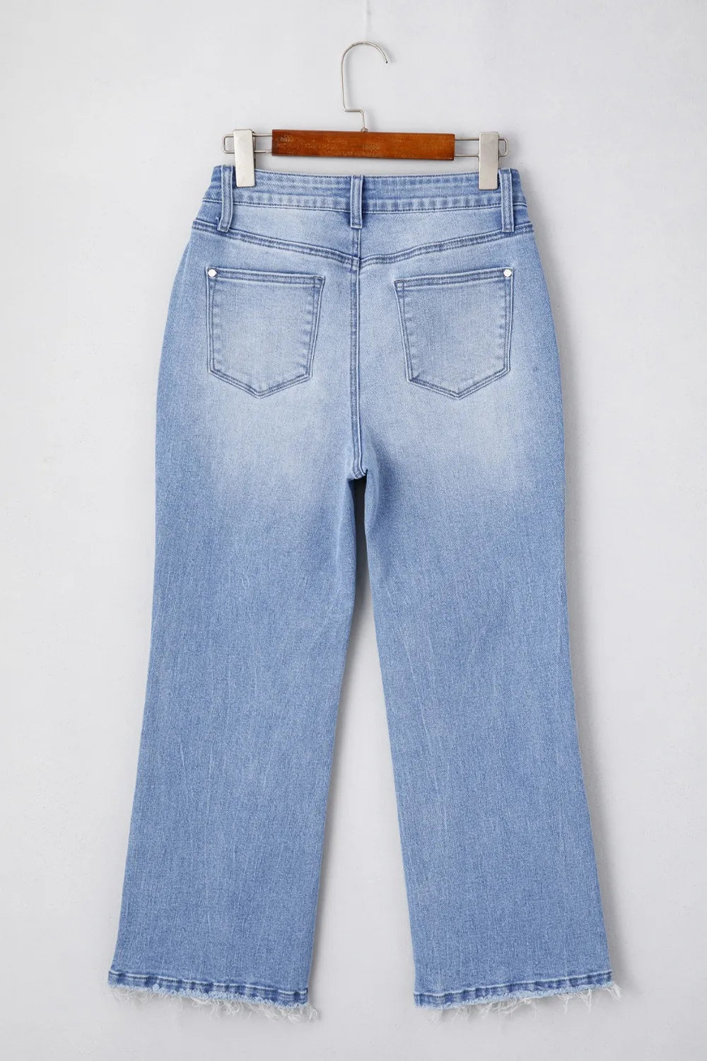 Hazel Blues® | Mineral Wash Raw Hem High Waist Flared Jeans