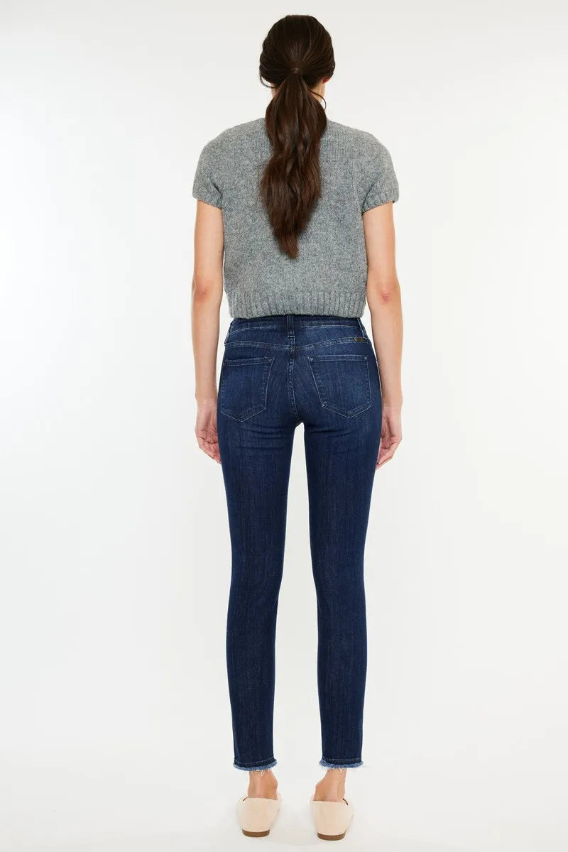 Hazel Blues® | Kancan High-Rise Slim Fit Raw Hem Ankle Jeans