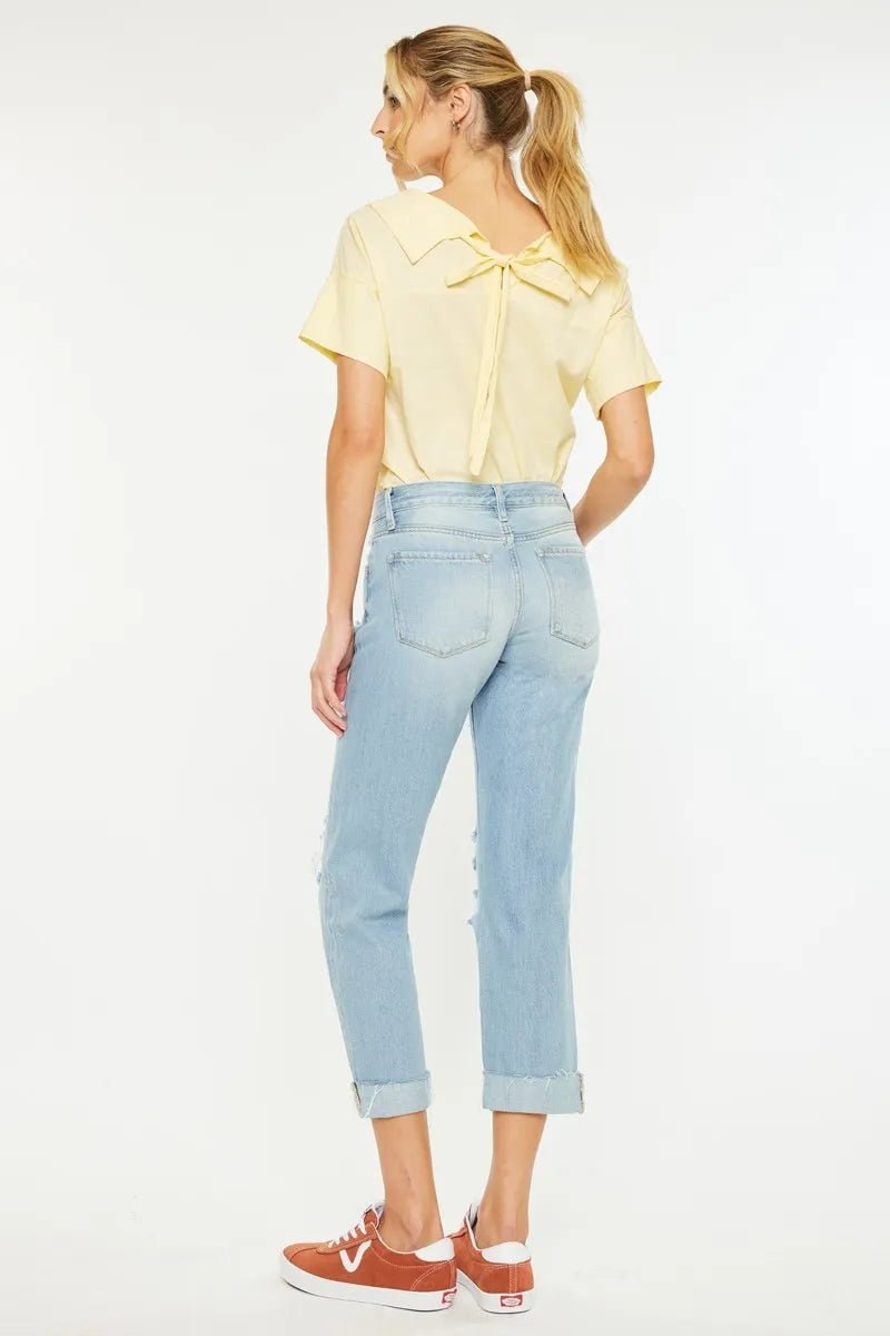 Hazel Blues® | Kancan Mid Rise Distressed Boyfriend Jeans