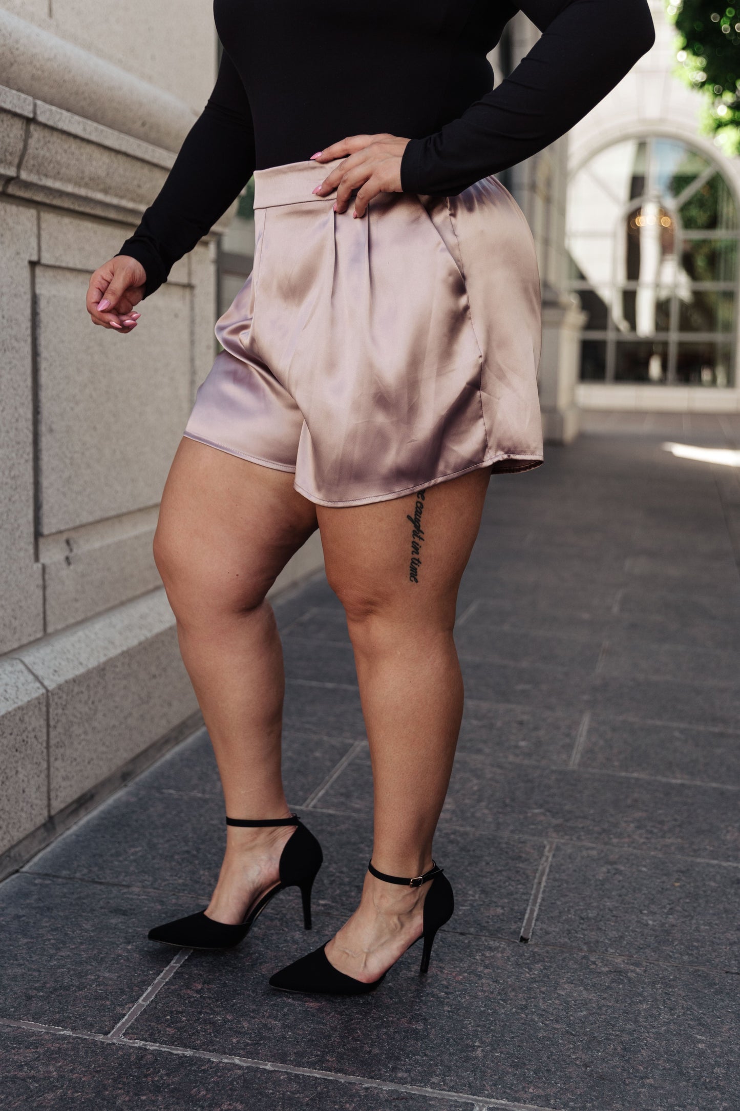 Hazel Blues® | Champagne and Roses Satin Shorts
