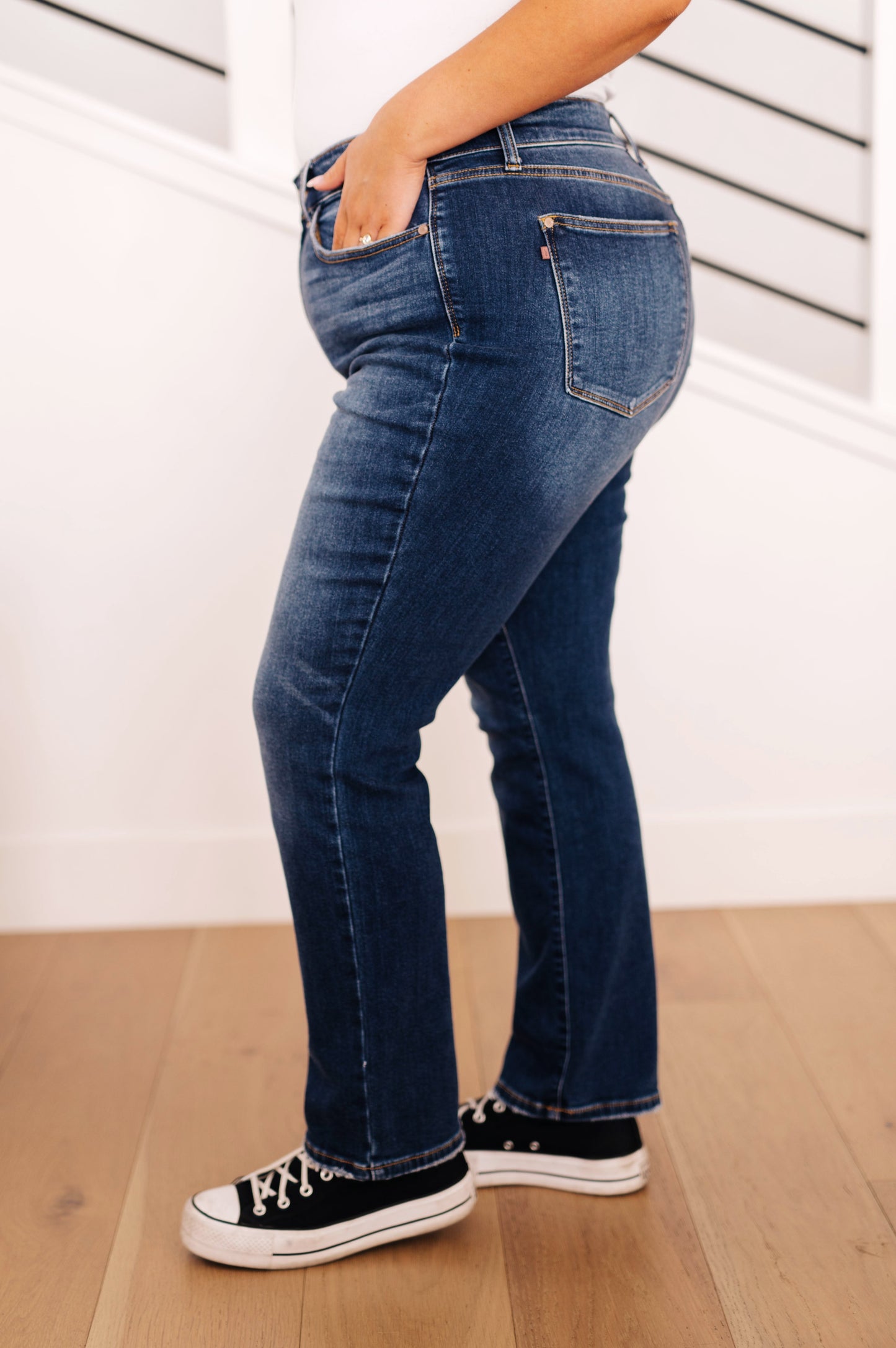 Hazel Blues® | Estelle High Waist Thermal Straight Jeans