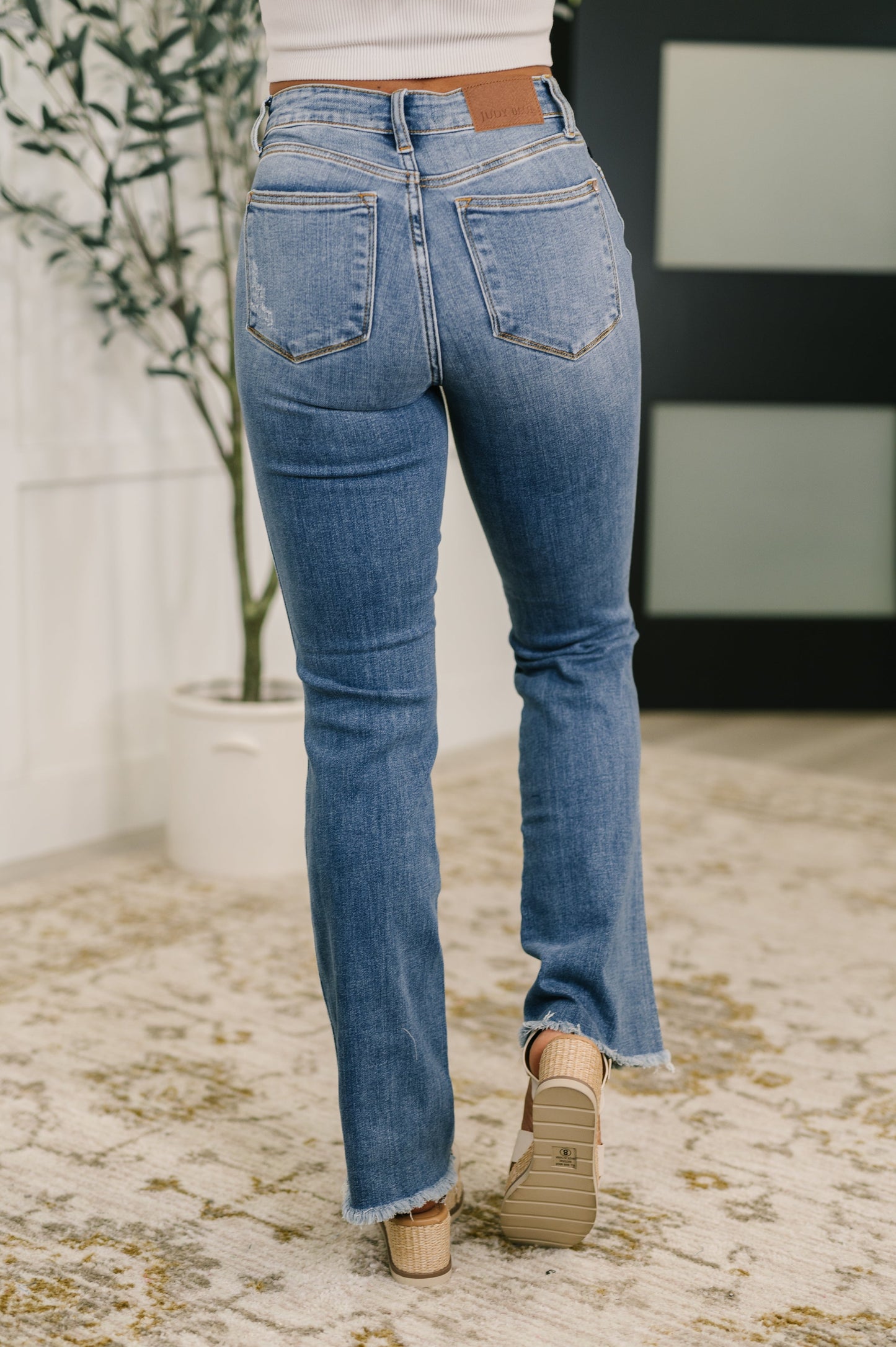 Hazel Blues® | Maureen High Rise Distressed Bootcut Jeans