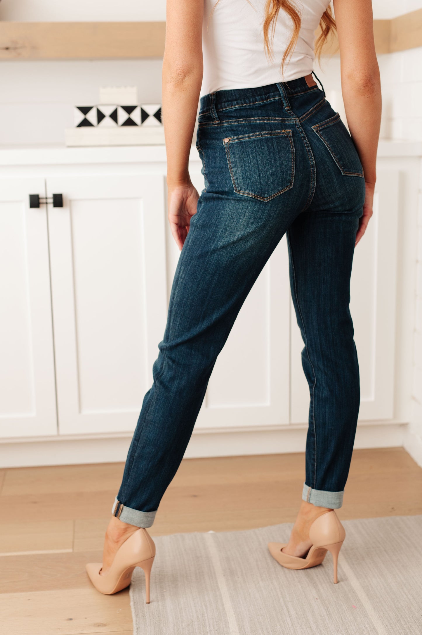 Hazel Blues® | Rowena High Rise Pull On Double Cuff Slim Jeans