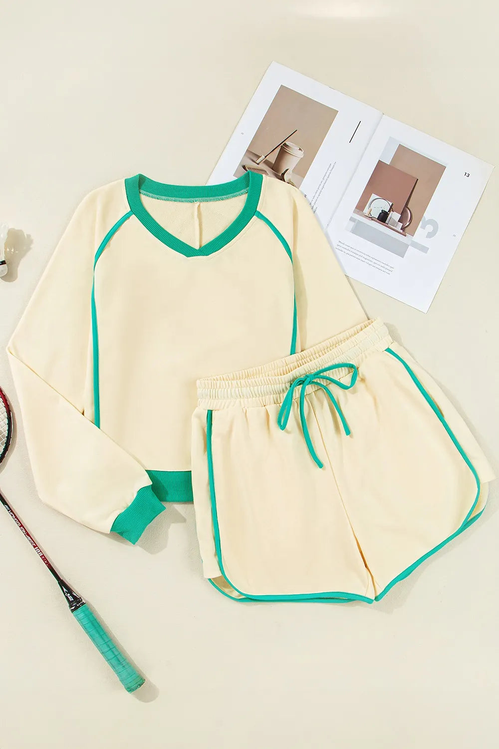 Hazel Blues® | Contrast Round Neck Top and Shorts Set