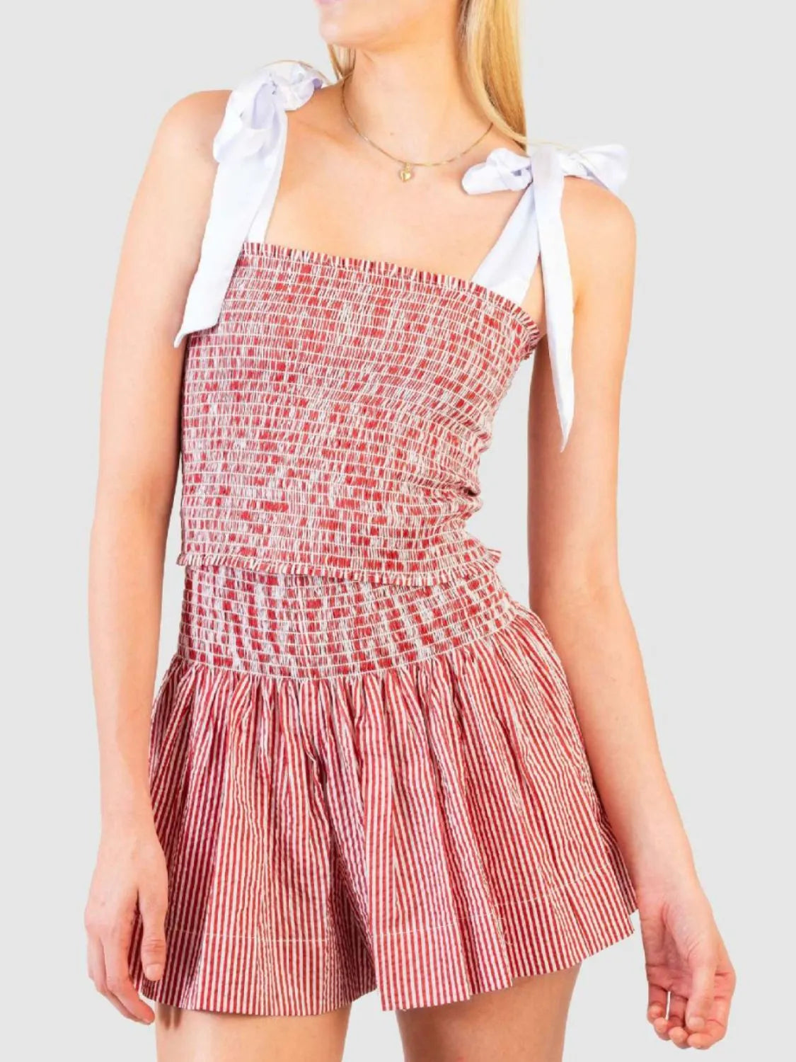 Hazel Blues® | Smocked Tie Shoulder Cami and Shorts Set
