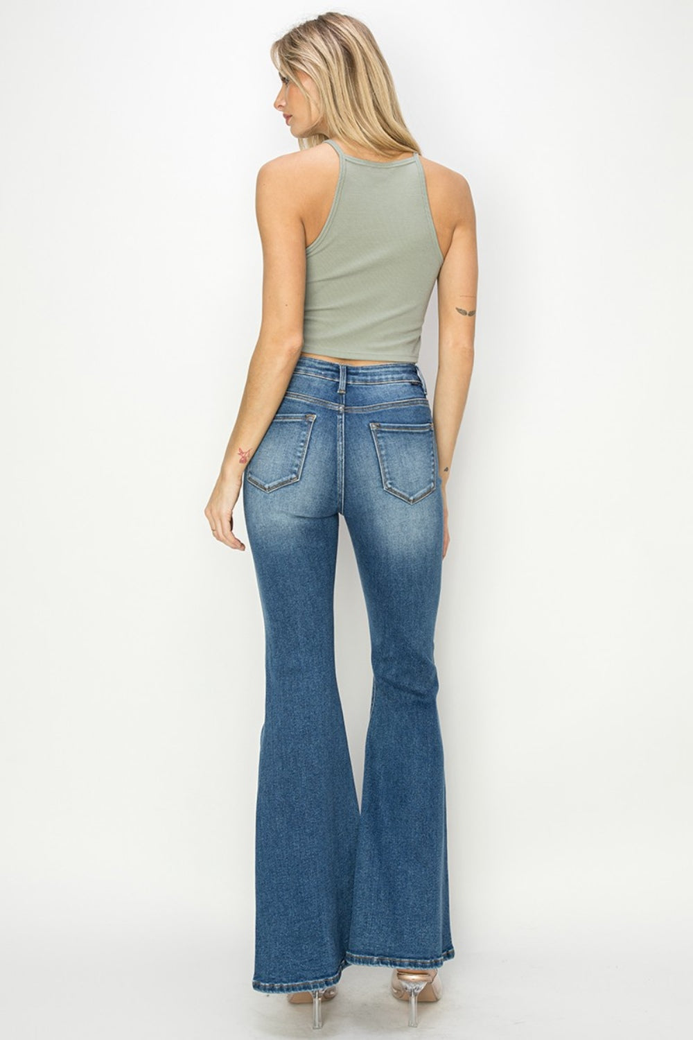 Hazel Blues® | RISEN High Rise Front Seam Detailed Flare Jeans