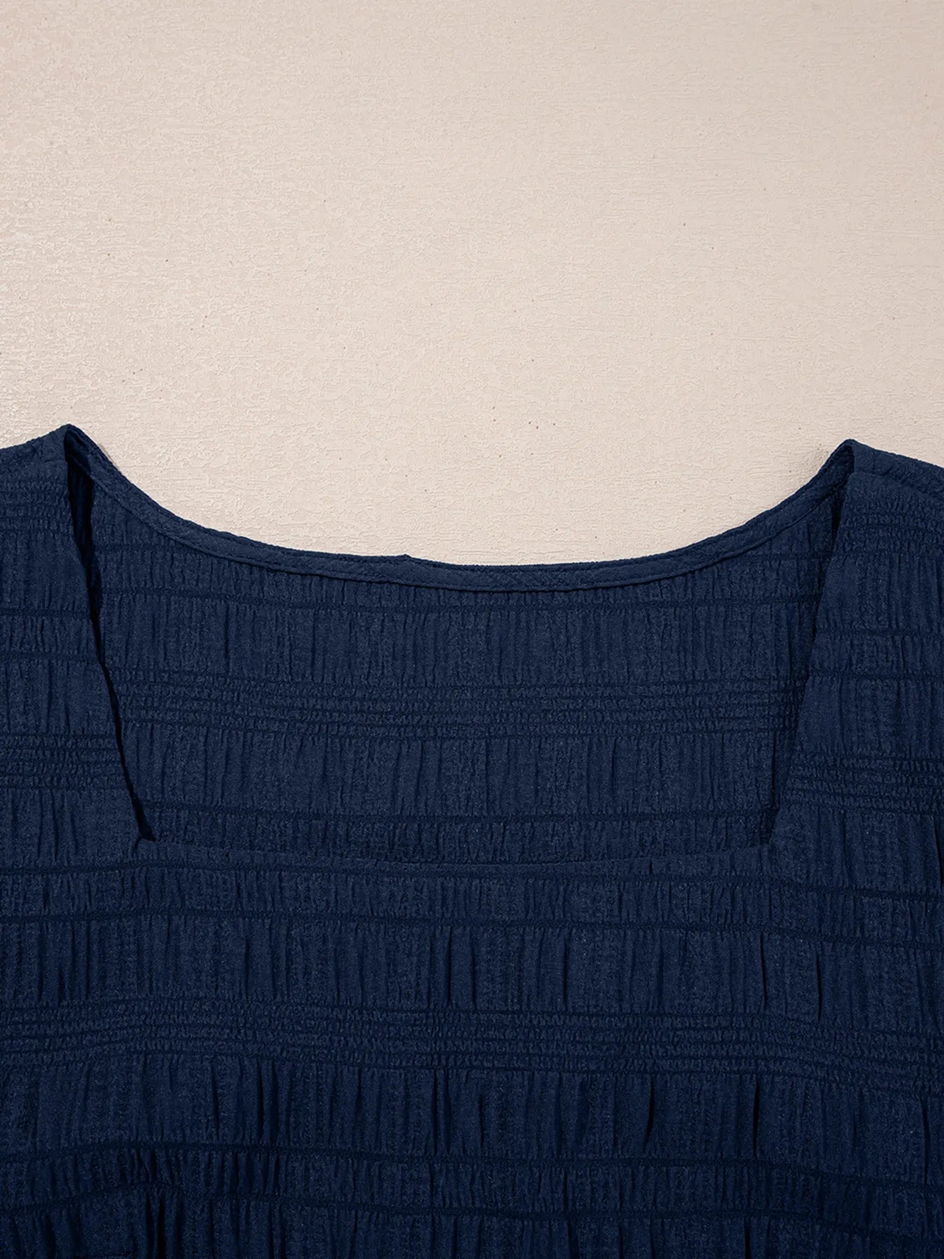 Hazel Blues® | Textured Square Neck Top and Shirred High Waist Shorts Set