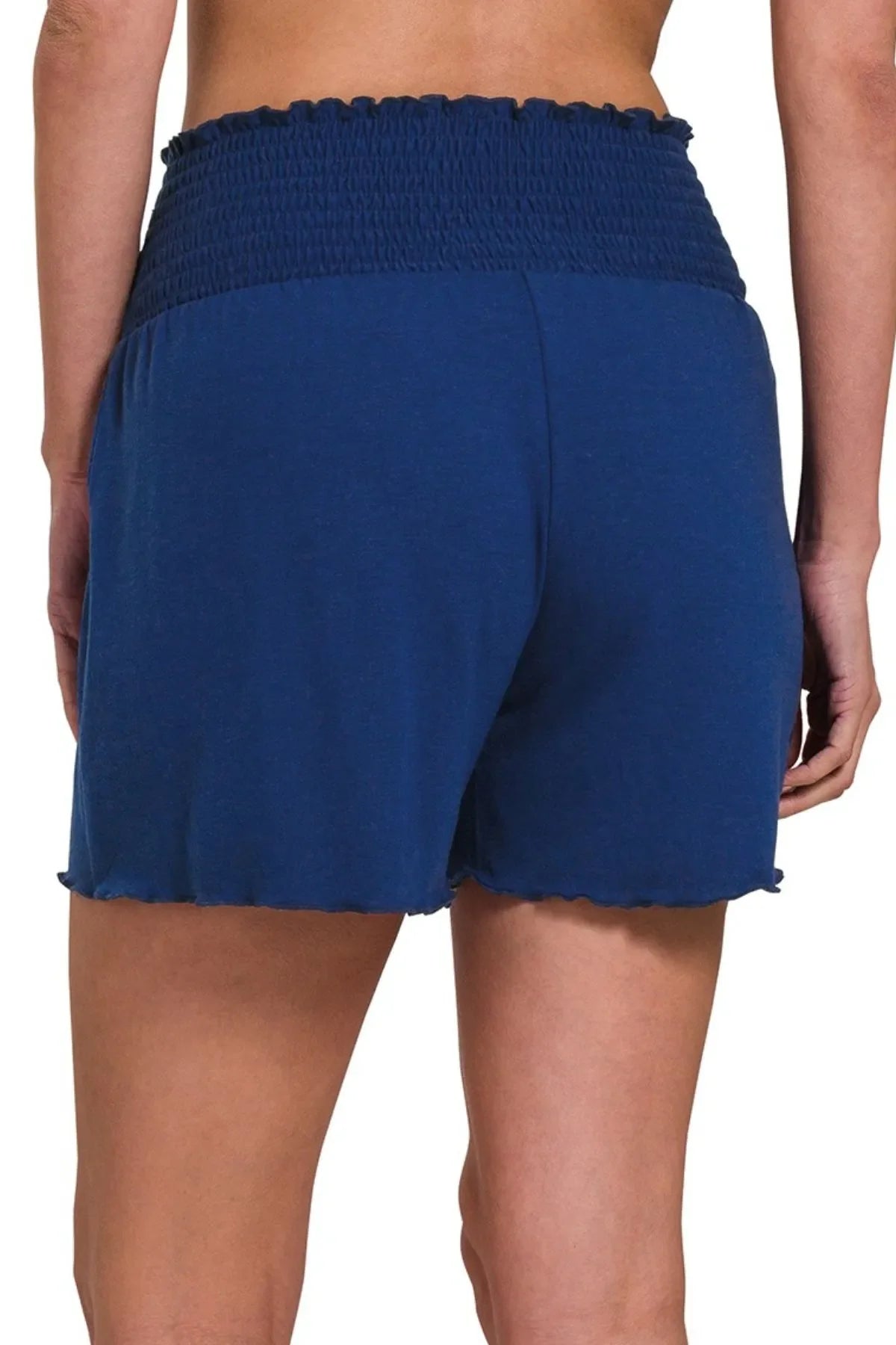 Hazel Blues® | Zenana Elastic Waist Smocked Shorts
