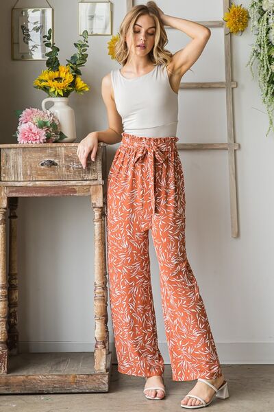 Hazel Blues® | Heimish Printed Tied Straight Casual Pants