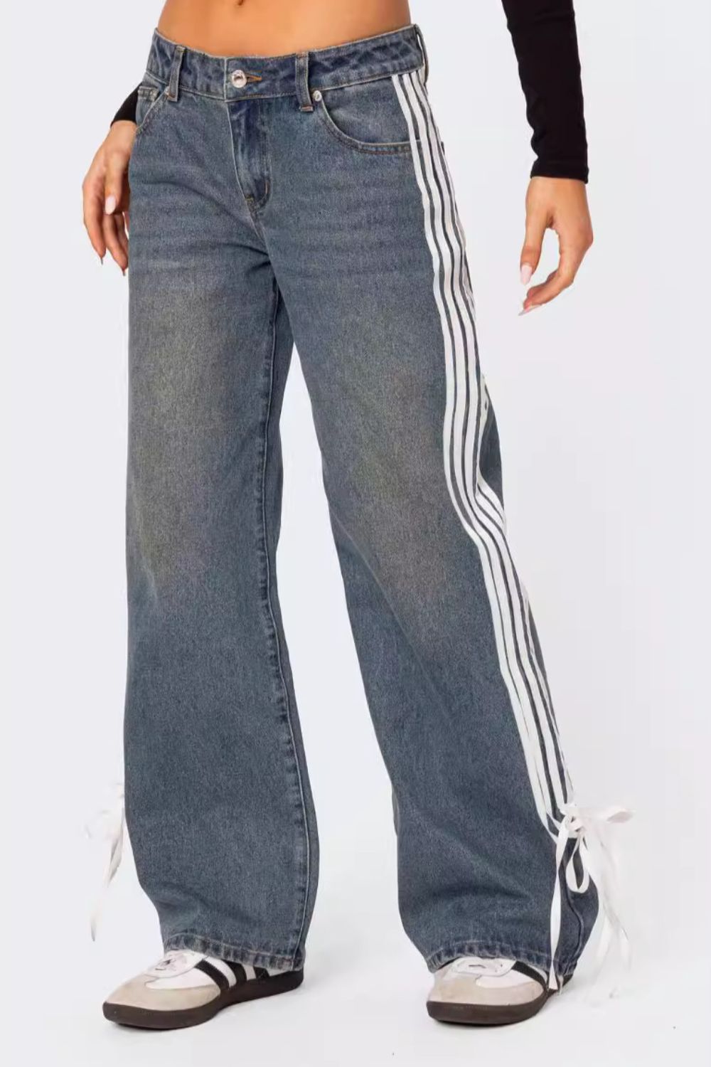 Hazel Blues® | Side Striped Loose Fit Jeans