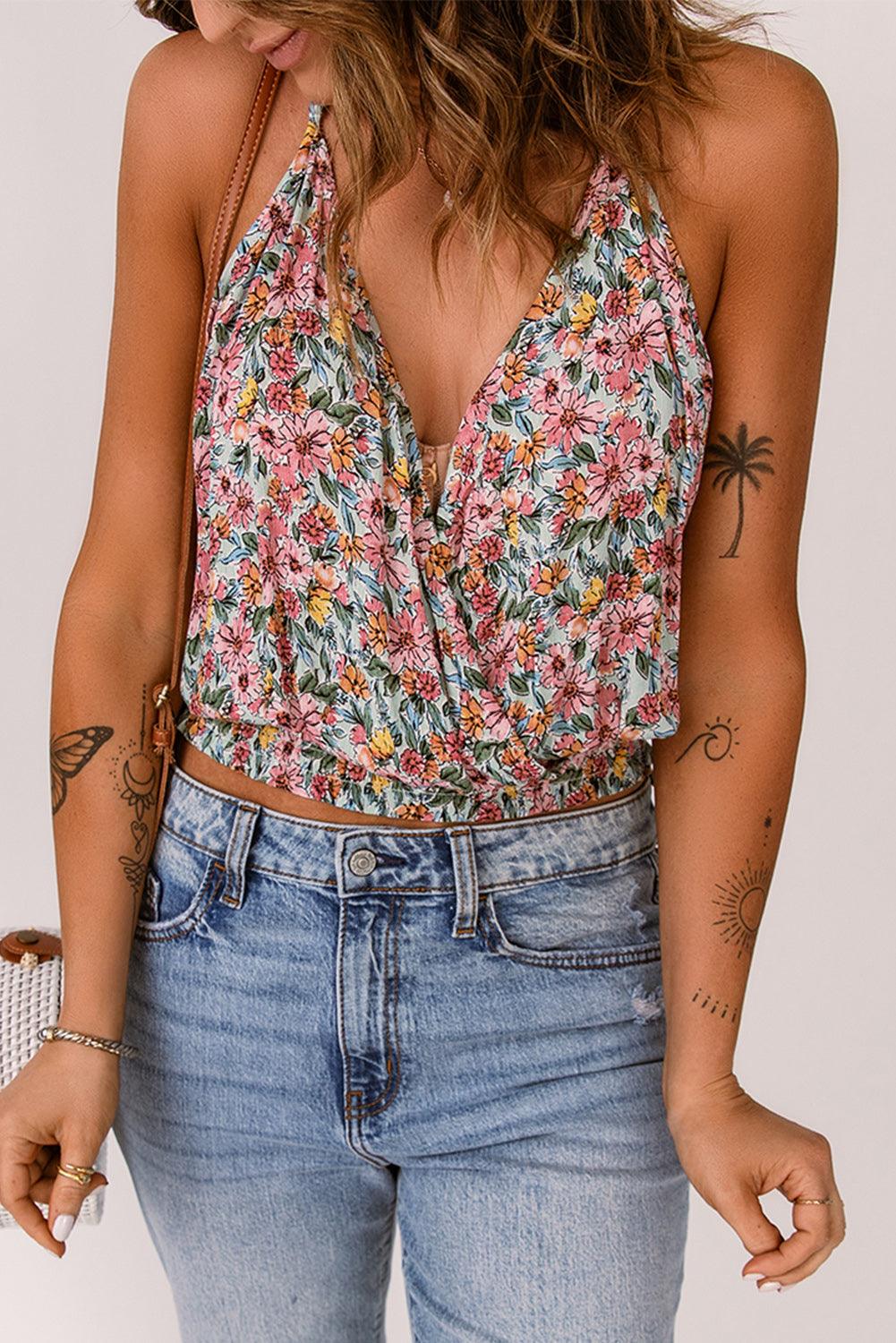 Hazel Blues® | Floral Surplice Neck Top