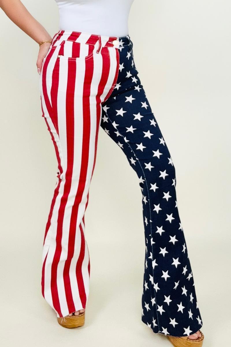Hazel Blues® | Judy Blue High Waist American Flag Print Flare Jeans