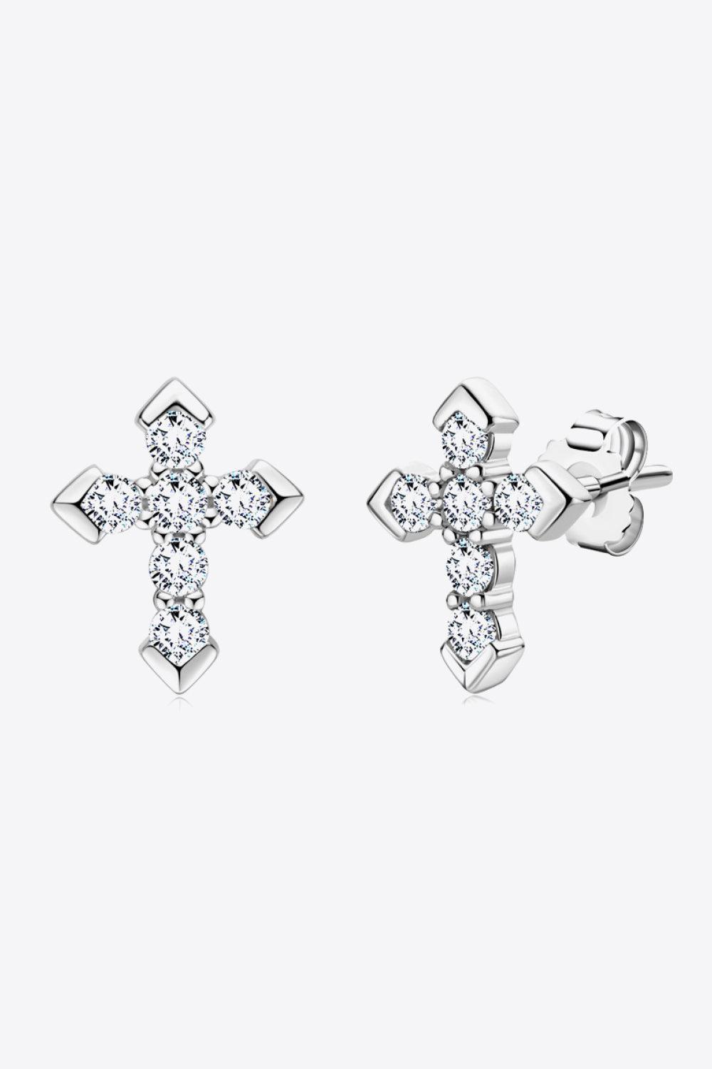 Hazel Blues® | Moissanite Cross Stud Earrings