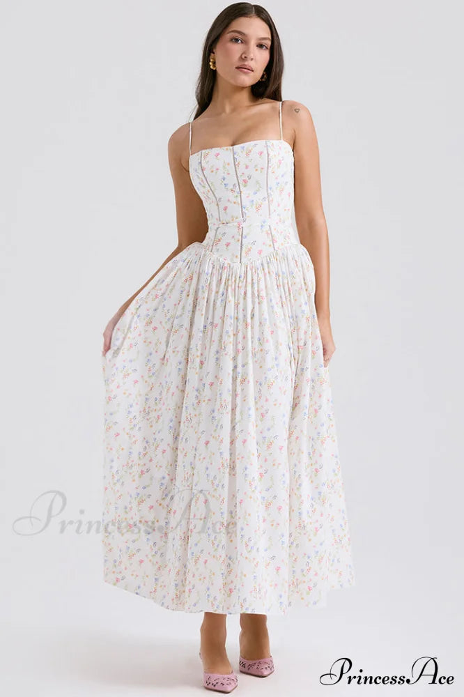 Isabella White Stylish Cotton Sundress