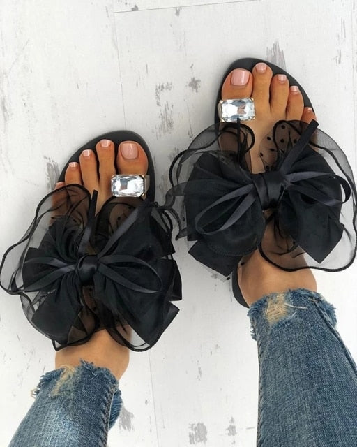 Rhinestone Ring Toe Flats- Sansa Costa