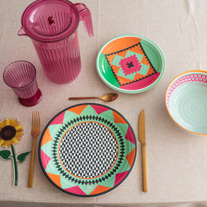 Set of 12 Plates Ethnic