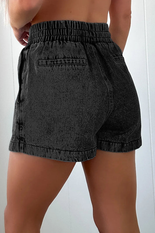 Hazel Blues® |  Drawstring High Waist Denim Shorts