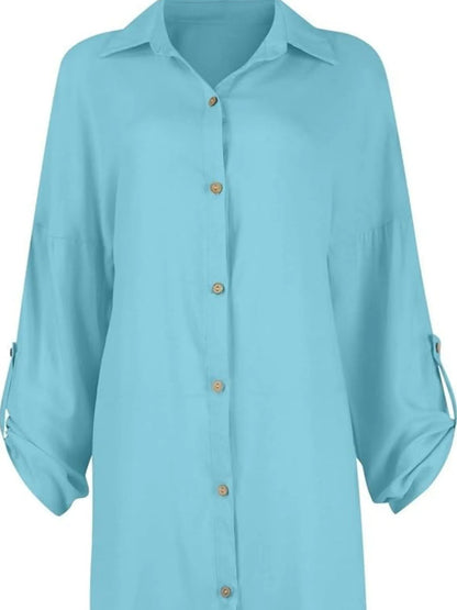 Hazel Blues® |  Button Down Long Sleeve Shirt Dress