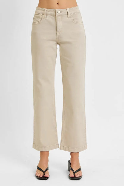 Hazel Blues® | RISEN Tummy Control Mid Rise Ankle Straight Jeans