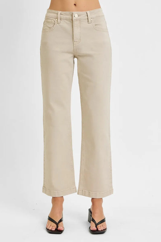 Hazel Blues® | RISEN Tummy Control Mid Rise Ankle Straight Jeans