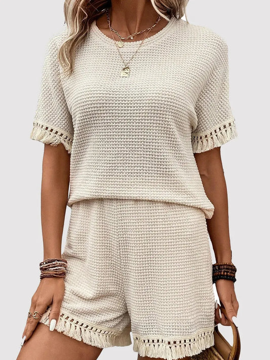 Hazel Blues® |  Tassel Round Neck Top and Shorts Set