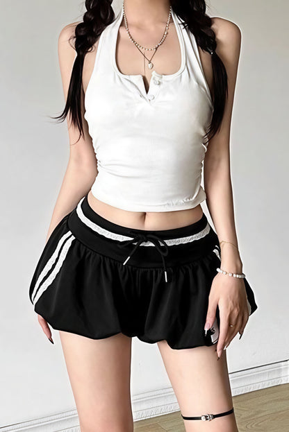 Sporty Color Block Letter Print High Waist Shorts