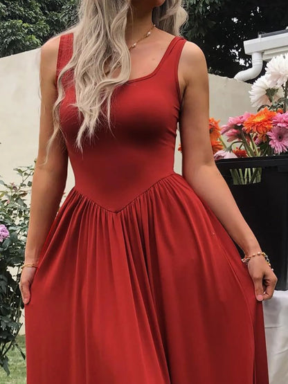 Hazel Blues® |  Sleeveless Midi Dress with Gathered Waist