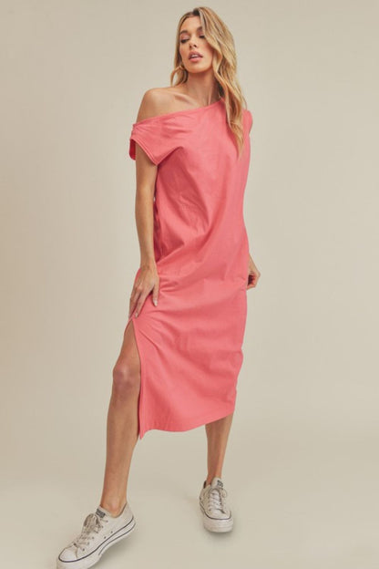 Hazel Blues® |  Aemi + Co Side Slit Round Neck Sleeveless Midi Dress