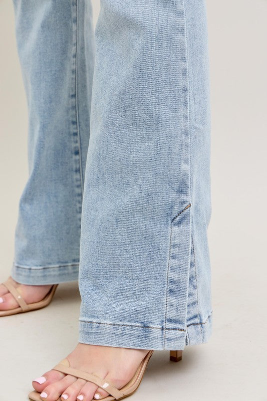 Hazel Blues® | Judy Blue Tummy Control Vintage Wash Side Slit Slim Boot Jeans