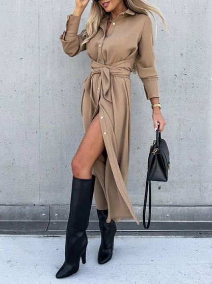 Hazel Blues® |  Button Front Long Sleeve Shirt Dress