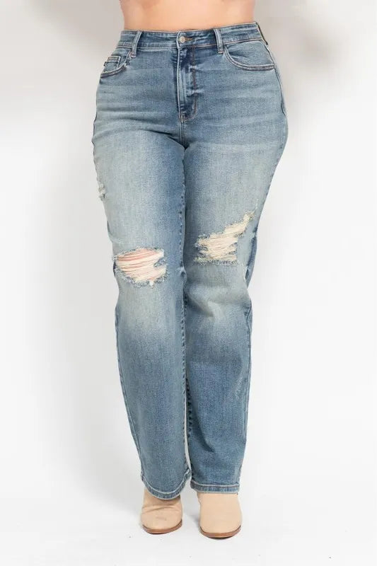 Hazel Blues® | Judy Blue High Waist Distressed Dad Jean