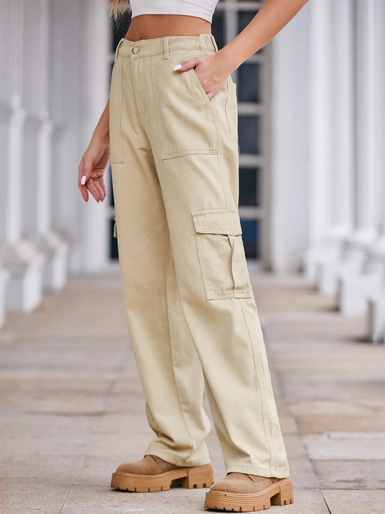 Hazel Blues® |  High-Waisted Cargo Jeans