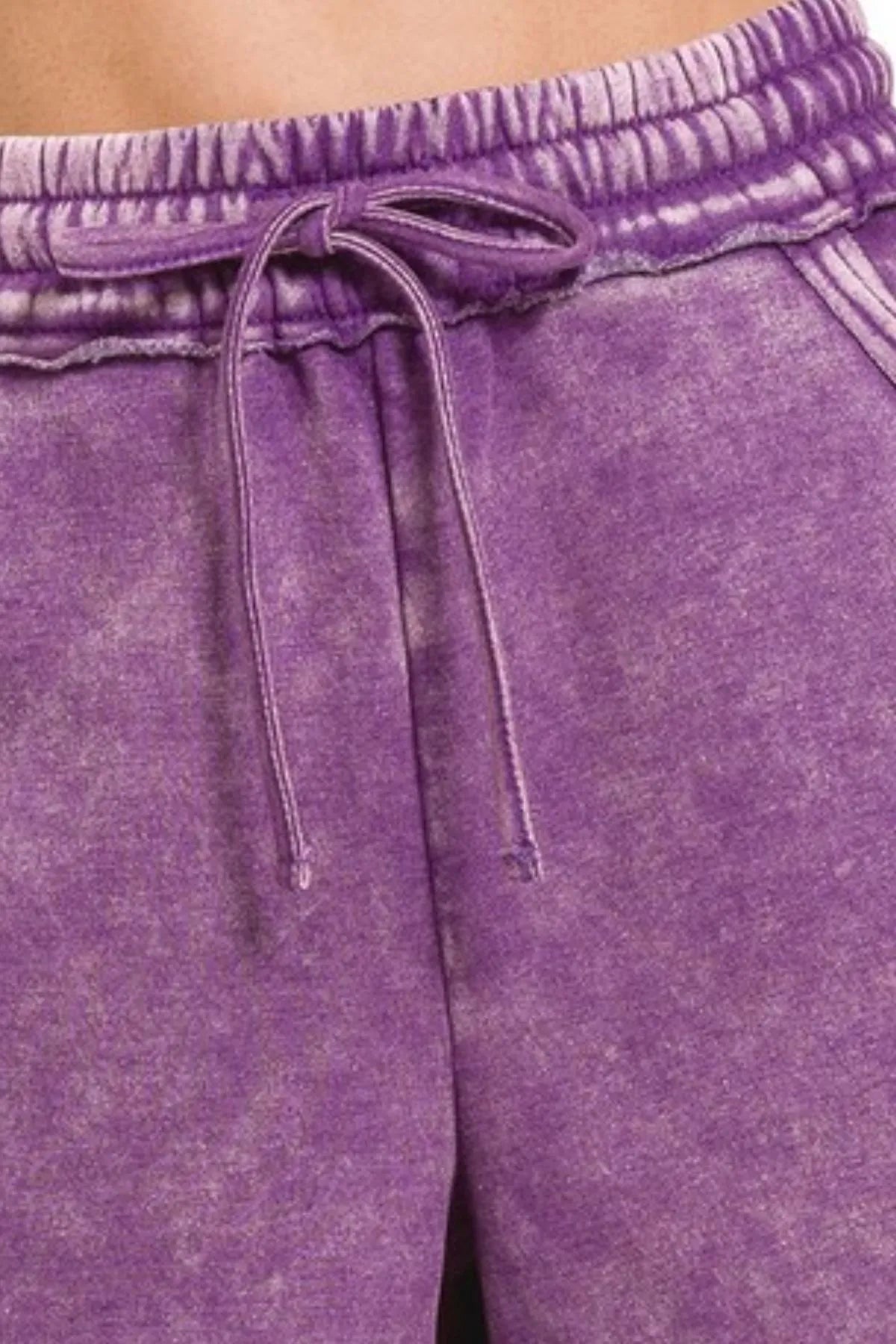 Hazel Blues® |  Zenana Acid Wash Fleece Drawstring Shorts With Pockets
