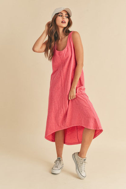 Hazel Blues® |  Aemi + Co High-Low Hem Scoop Neck Midi Tank Dress