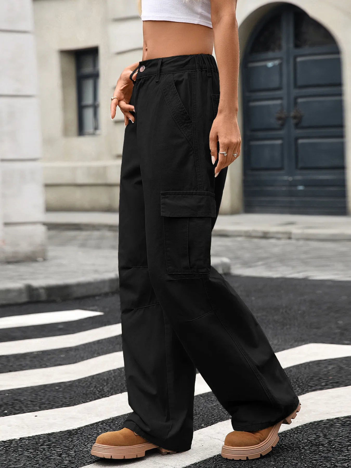 Hazel Blues® |  Wide Leg Cargo Jeans