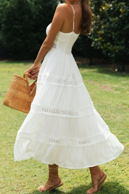 Hazel Blues® |  Lace Detail Smocked Midi Cami Dress